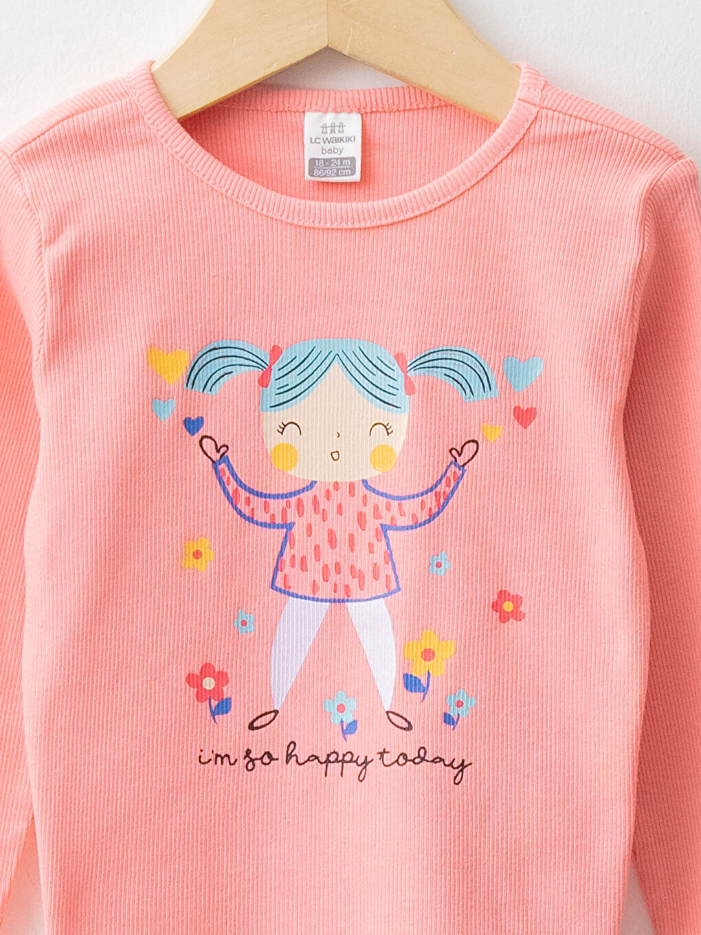 Bisiklet Yaka Uzun Kollu Baskılı Kız Bebek Pijama Takımı-2