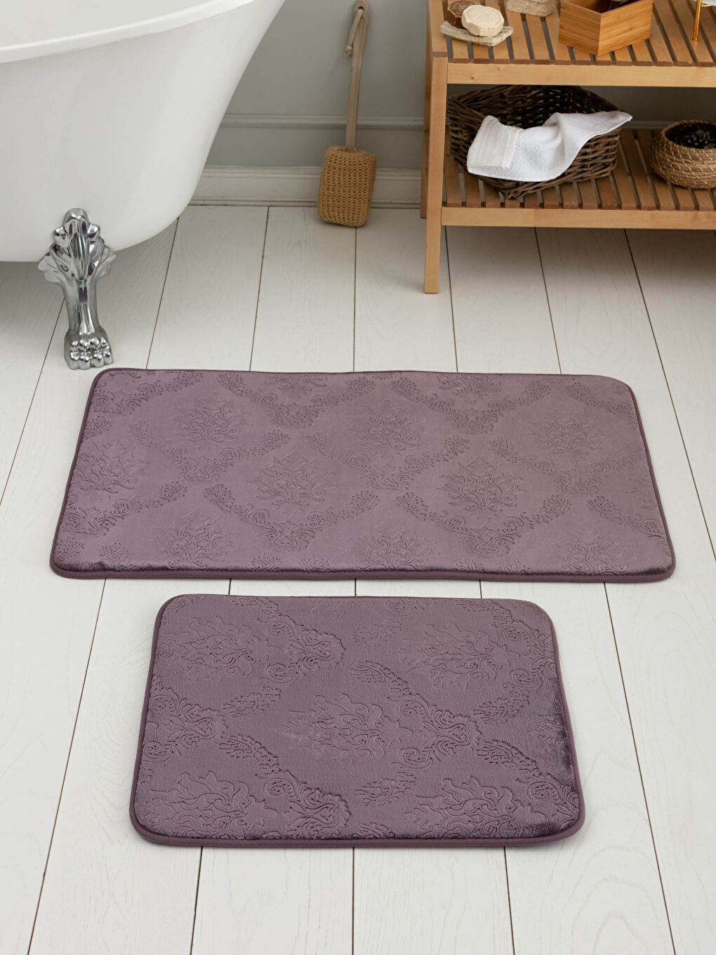 سجادة حمام منقوشة - مجموعتين