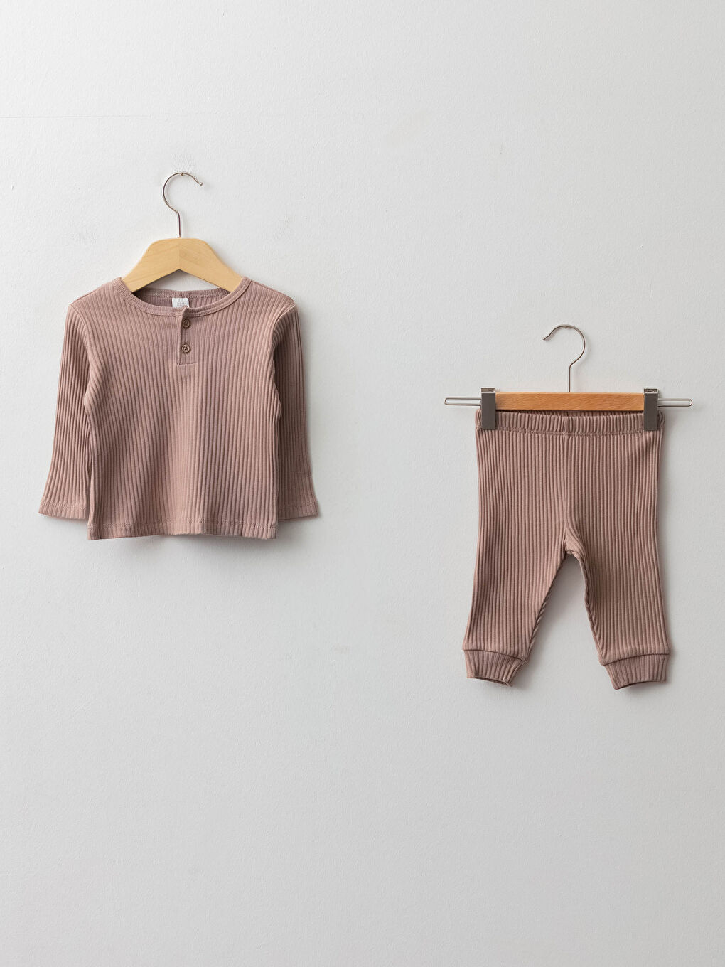 Crew Neck Long Sleeve Basic Baby Boy Pajama Set