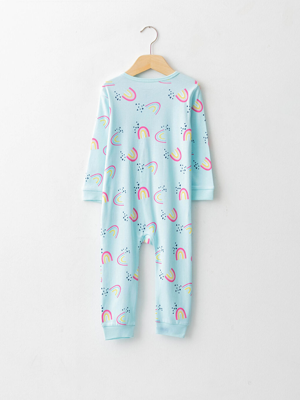 Crew Neck Long Sleeve Printed Cotton Baby Girl Zipper Jumpsuit-1