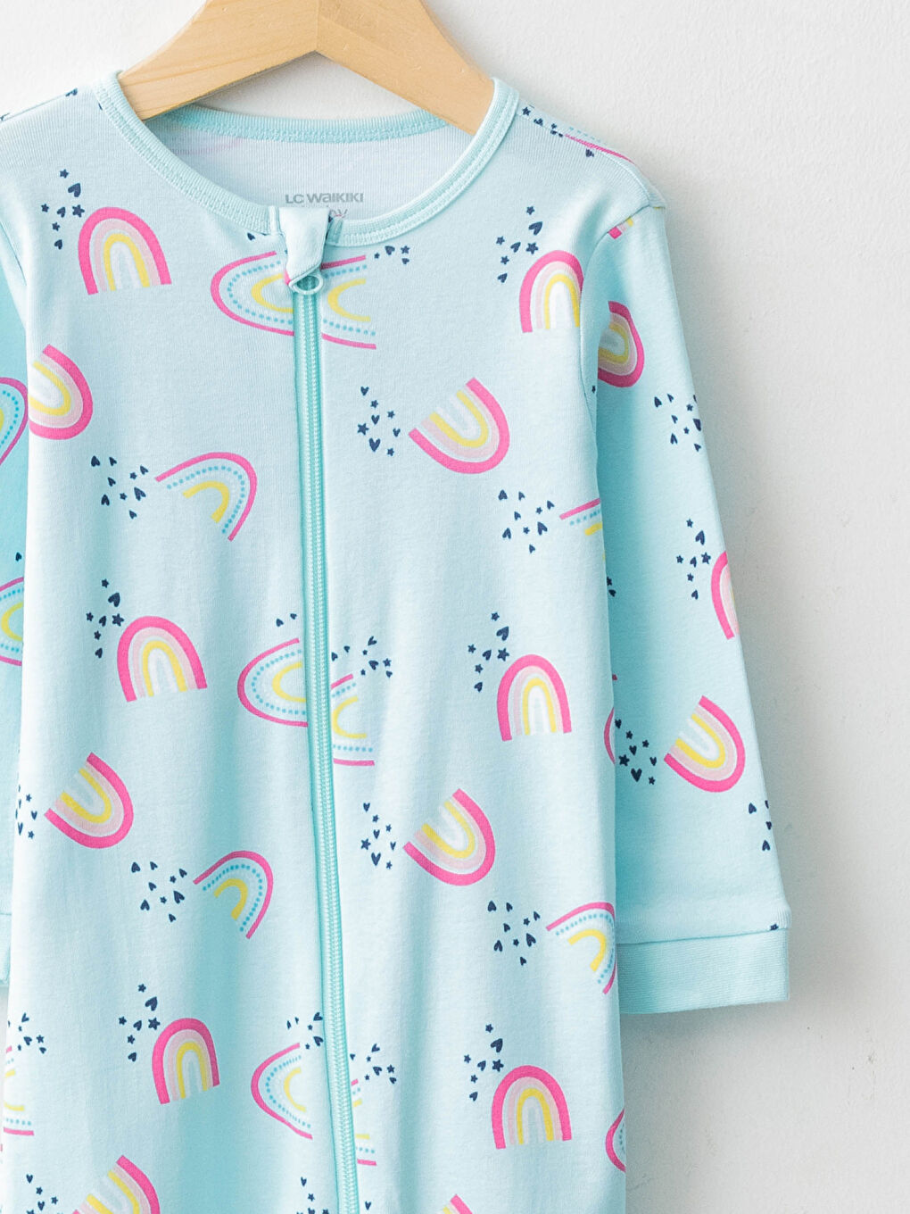 Crew Neck Long Sleeve Printed Cotton Baby Girl Zipper Jumpsuit-2