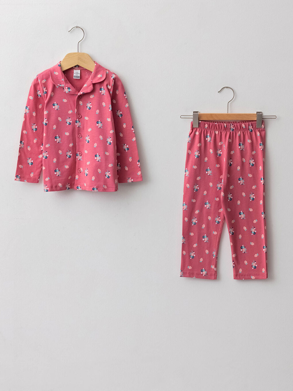 LCW baby Shirt Collar Long Sleeve Patterned Cotton Girl Baby Pajamas Team -W12535Z1-LT2