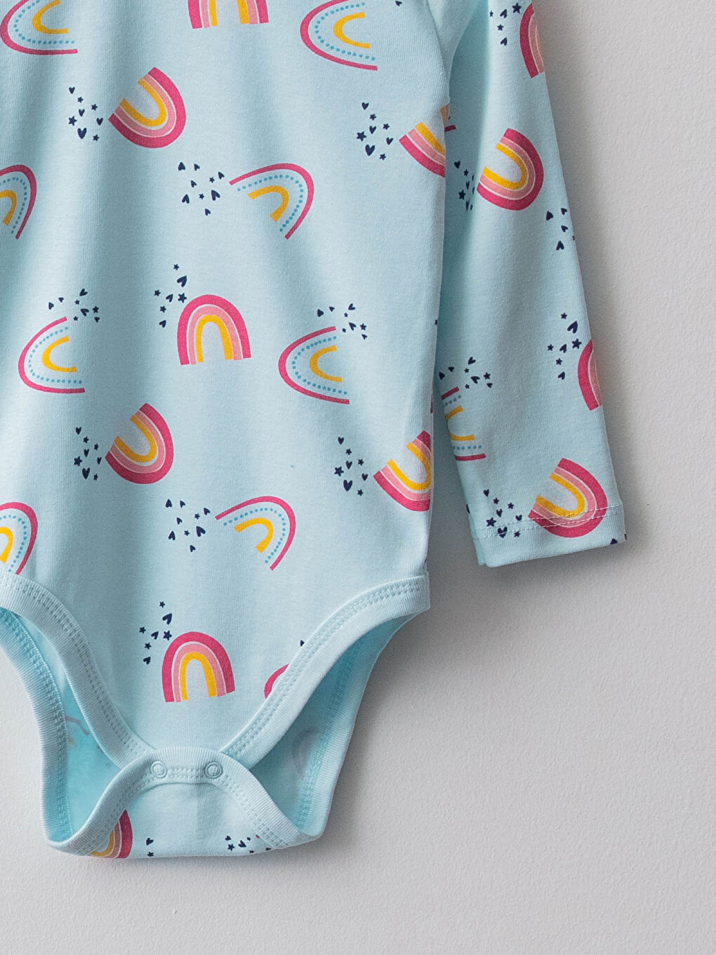 بدلة داخلية قطنية مطبوعة برقبة دائرية وكم طويل للبنات الصغيرات مع كباسين - عبوتان-2