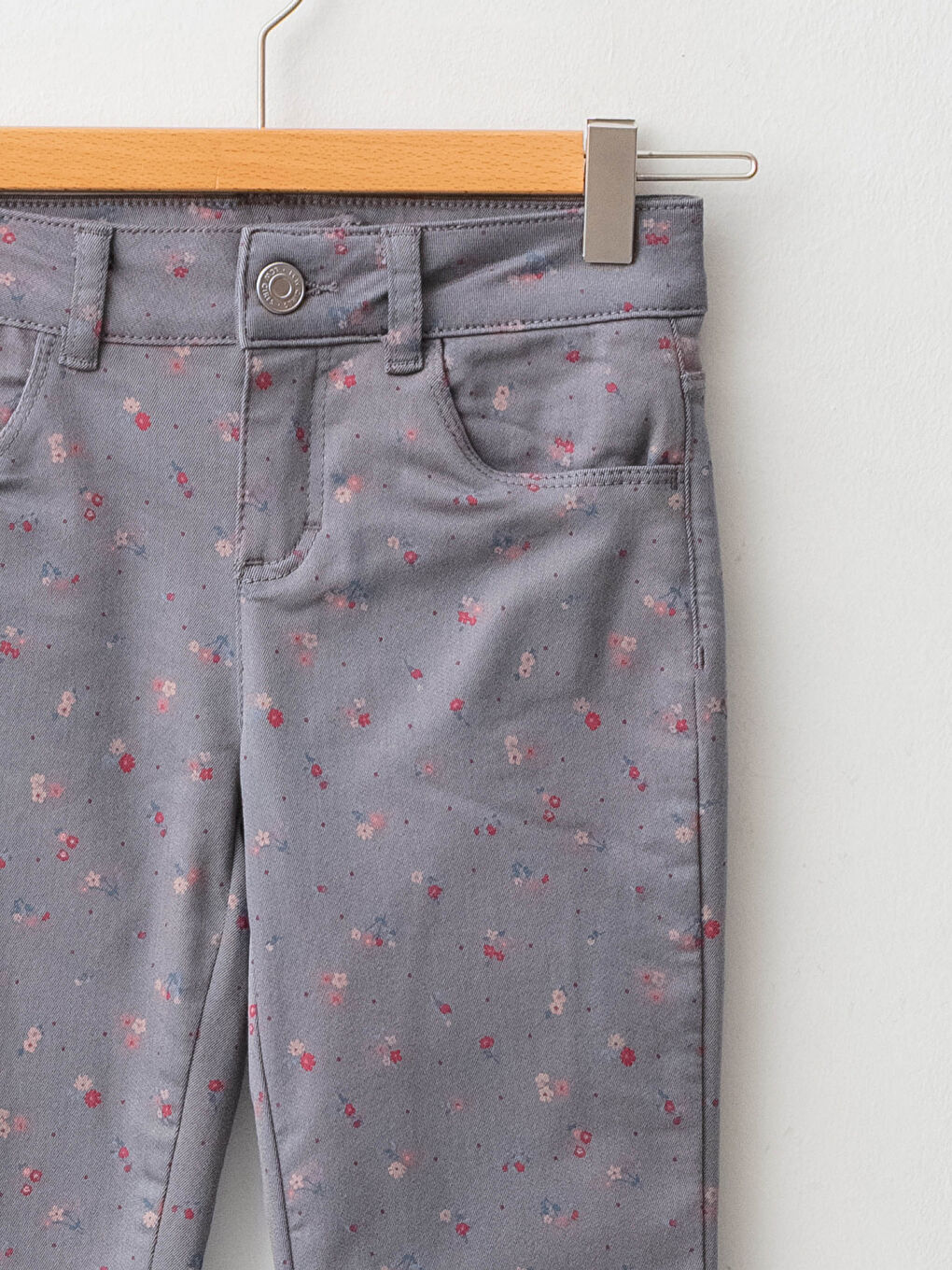 Брюки для девочек слим фит с принтом из габардина на флисовой подкладке-5