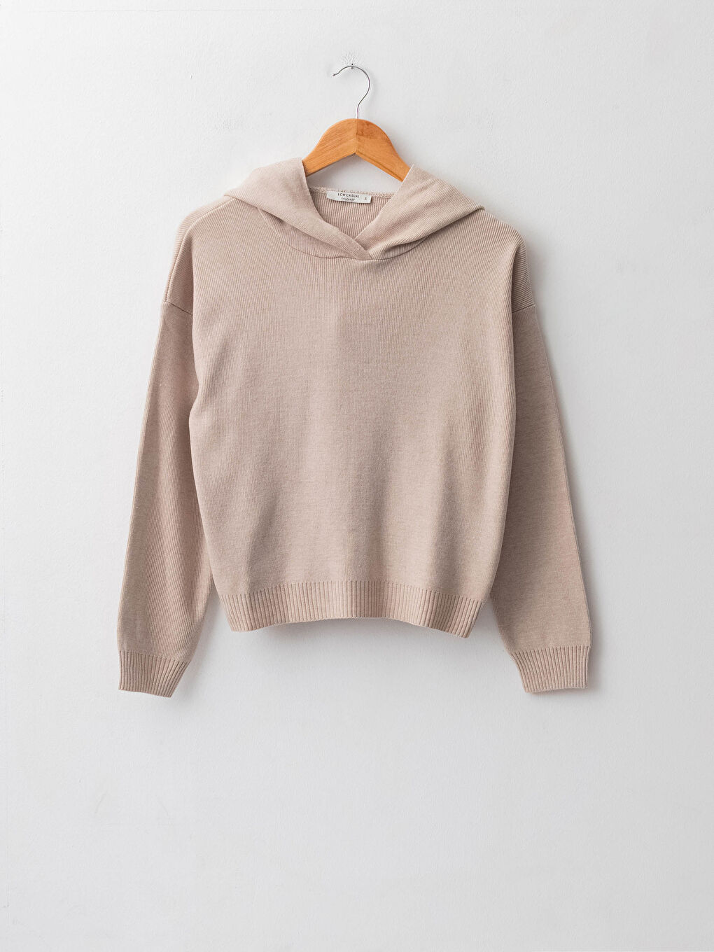 Свитер Женский Трикотажный С Длинным Рукавом С Капюшоном-5