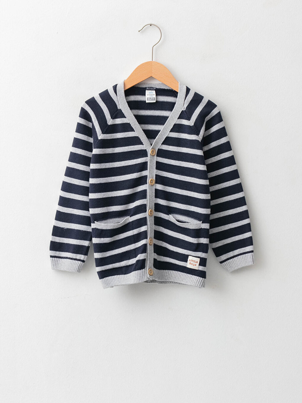 سترة قطن عنق V كم طويل طفل صغير محبوك