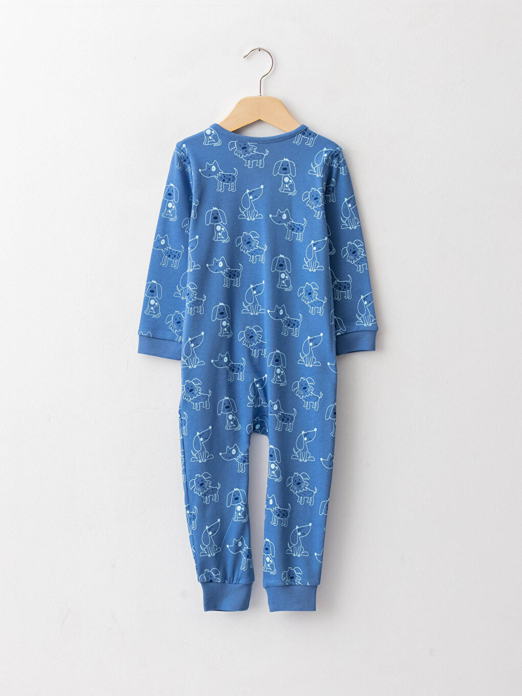 Crew Neck Long Sleeve Printed Cotton Baby Boy Zipper Jumpsuit-1