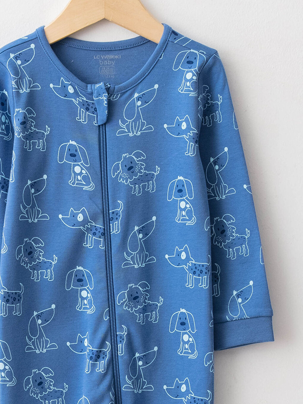 Crew Neck Long Sleeve Printed Cotton Baby Boy Zipper Jumpsuit-2