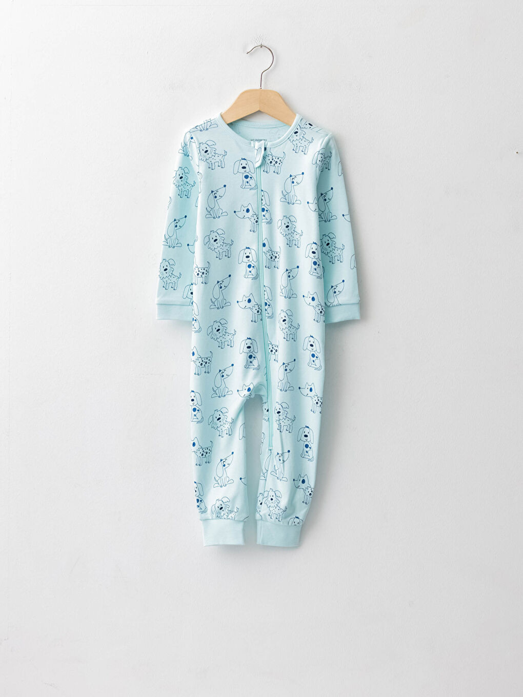 Combinaison à Col Rond Manches Longues Imprimée en Coton avec Fermeture Éclair pour Garçon Bébé