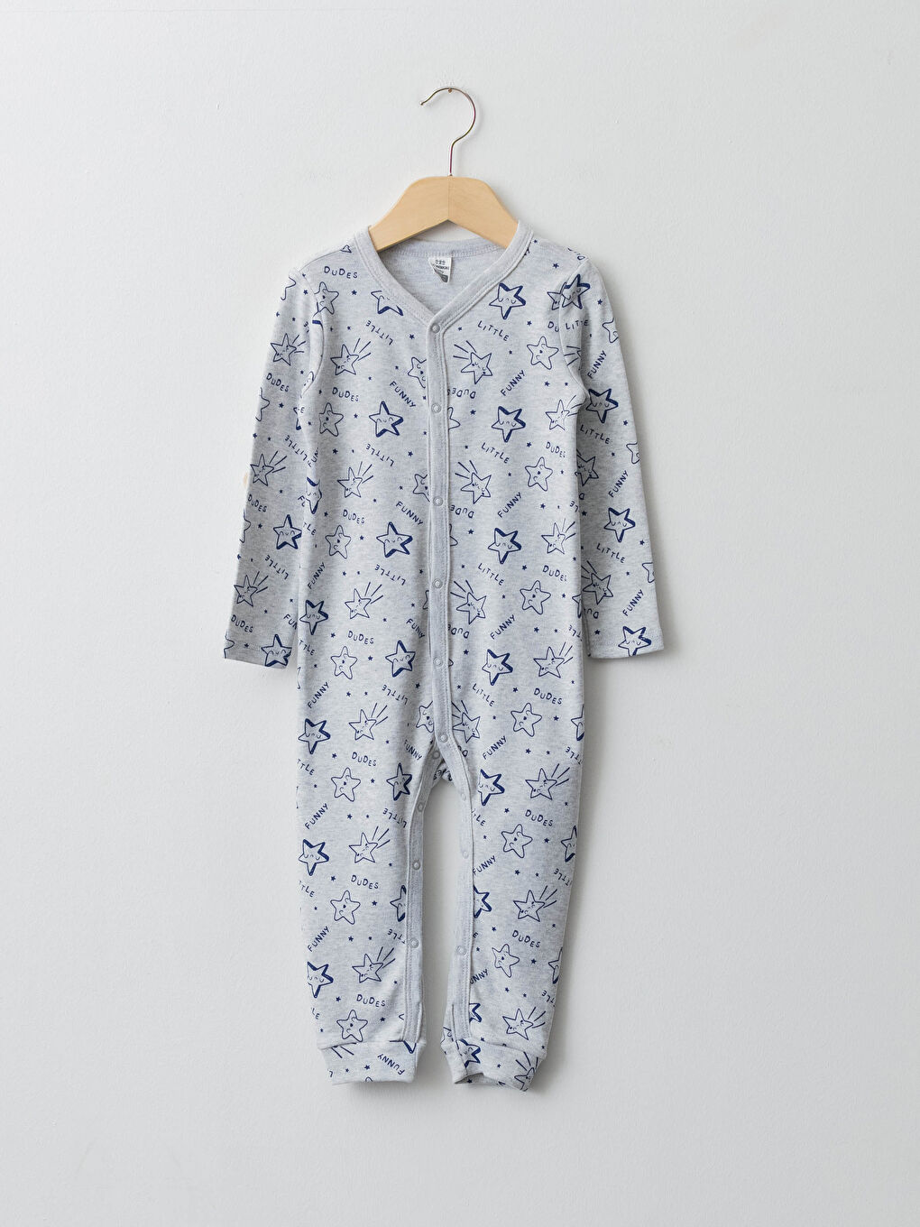 Комбинезон с V-образным вырезом, длинным рукавом и принтом для мальчика из хлопка