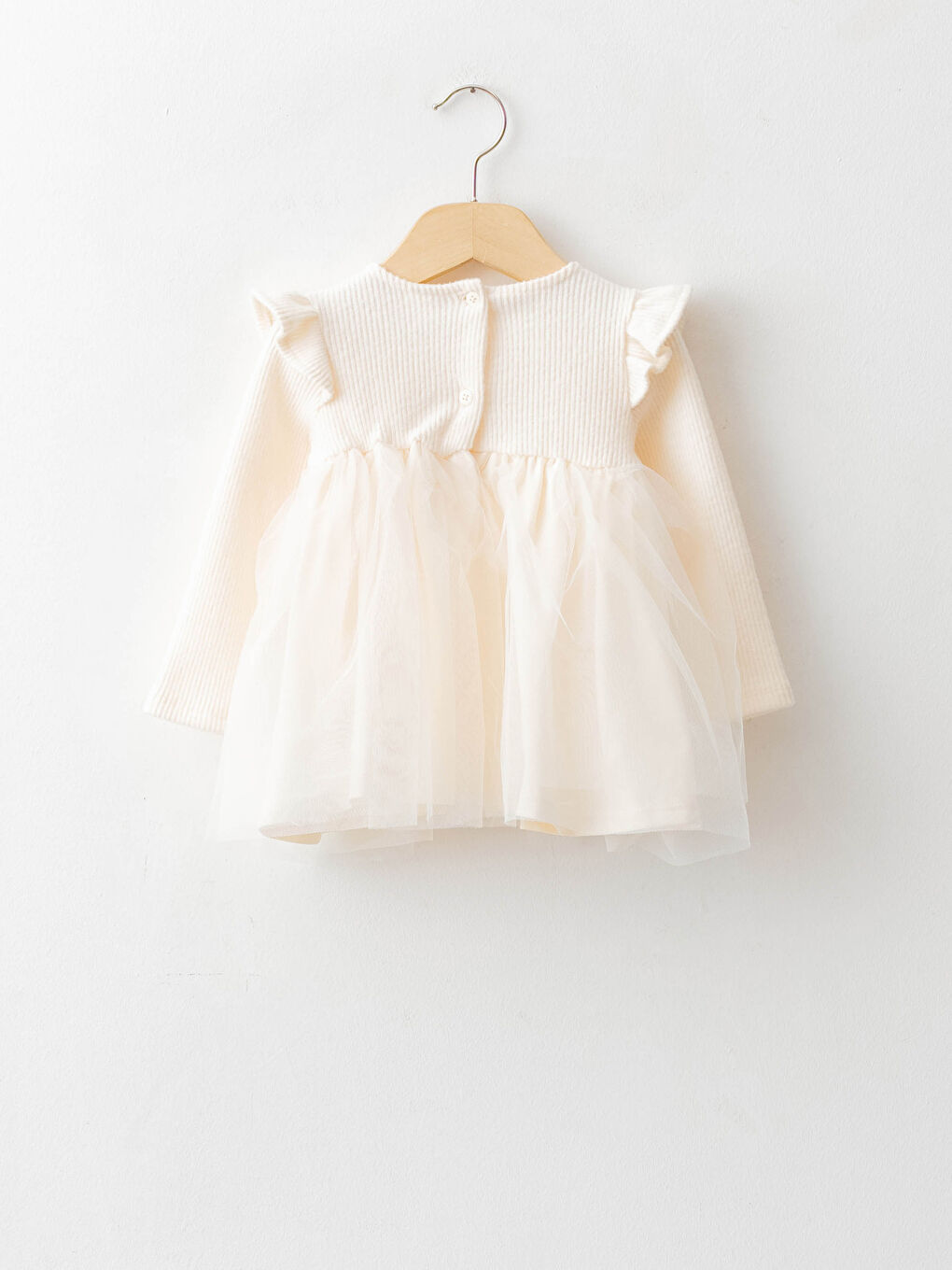 Rochie Bebeluși Fete cu Guler Rotund, Mânecă Lungă și Fustă din Tulle-1