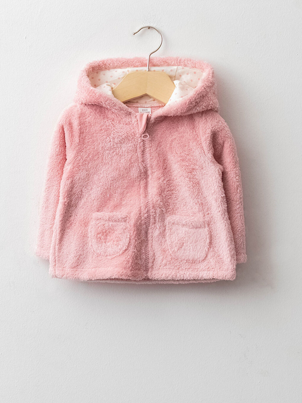 Kapüşonlu Uzun Kollu Kız Bebek Pelüş Mont