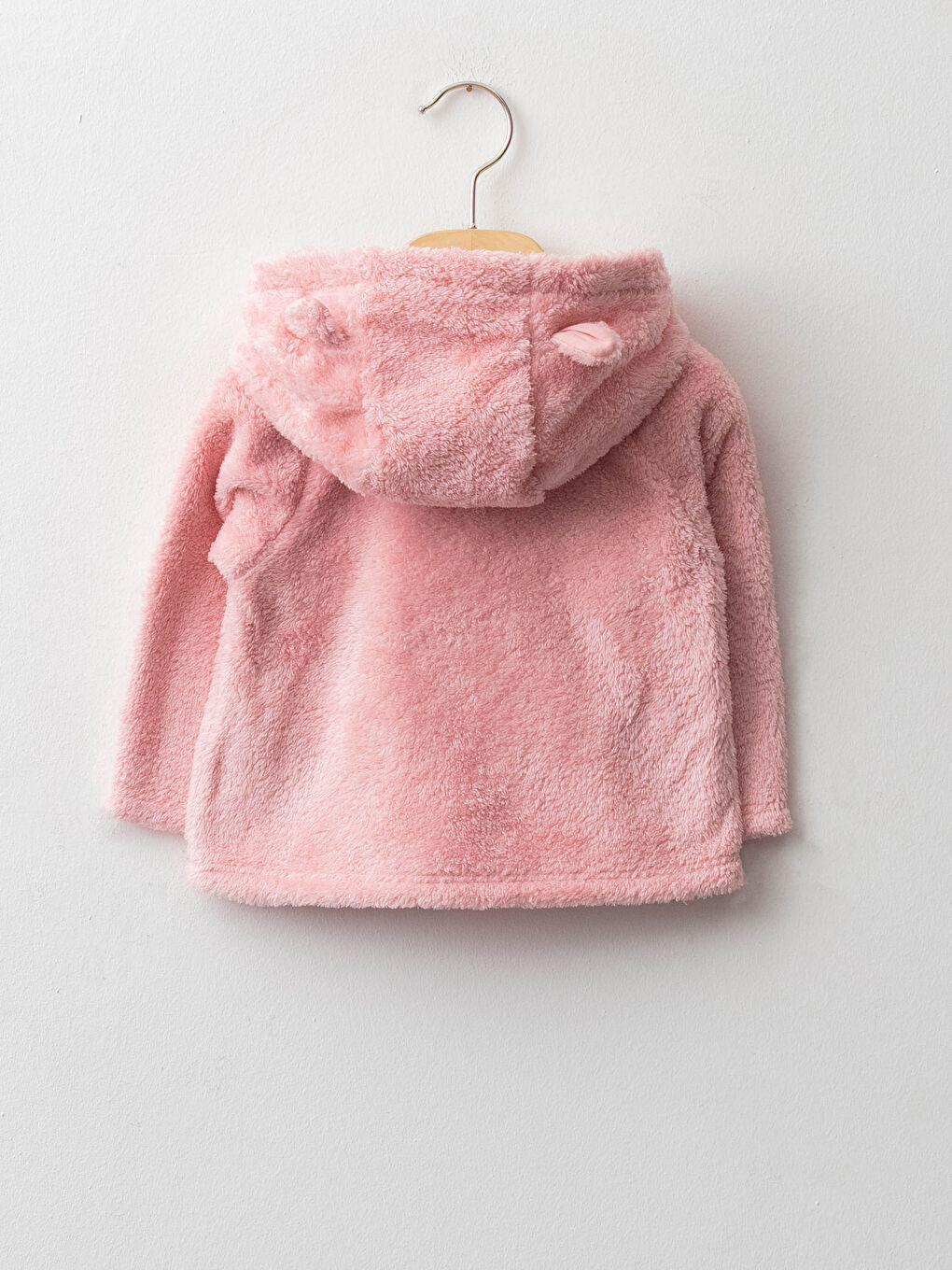 Kapüşonlu Uzun Kollu Kız Bebek Pelüş Mont-1