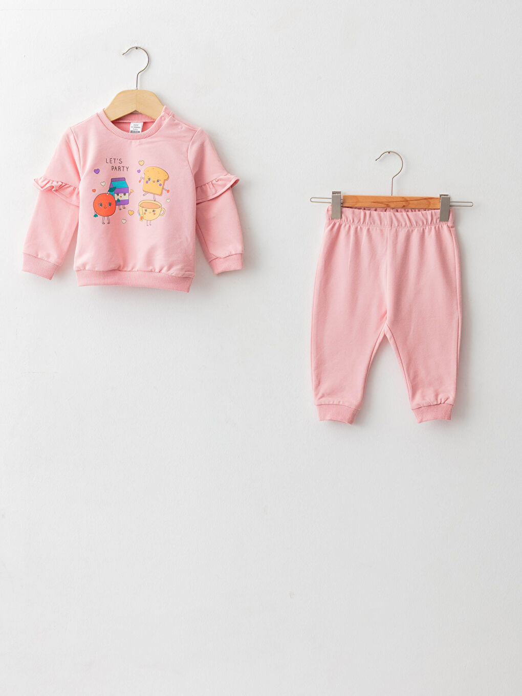 Ensemble Sweat-Shirt et Pantalon de Jogging en Coton Imprimé Bébé Fille à Col Rond et Manches Longues (Lot de 2)