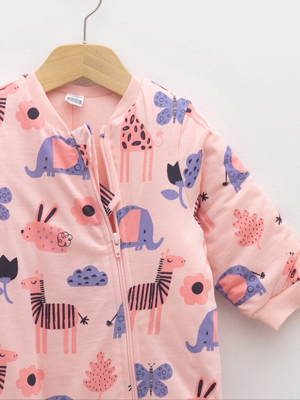 LCW baby Rundhalsausschnitt Langarm Bedruckter Baby Mädchen Overall mit Reißverschluss -W12943Z1-LSZ