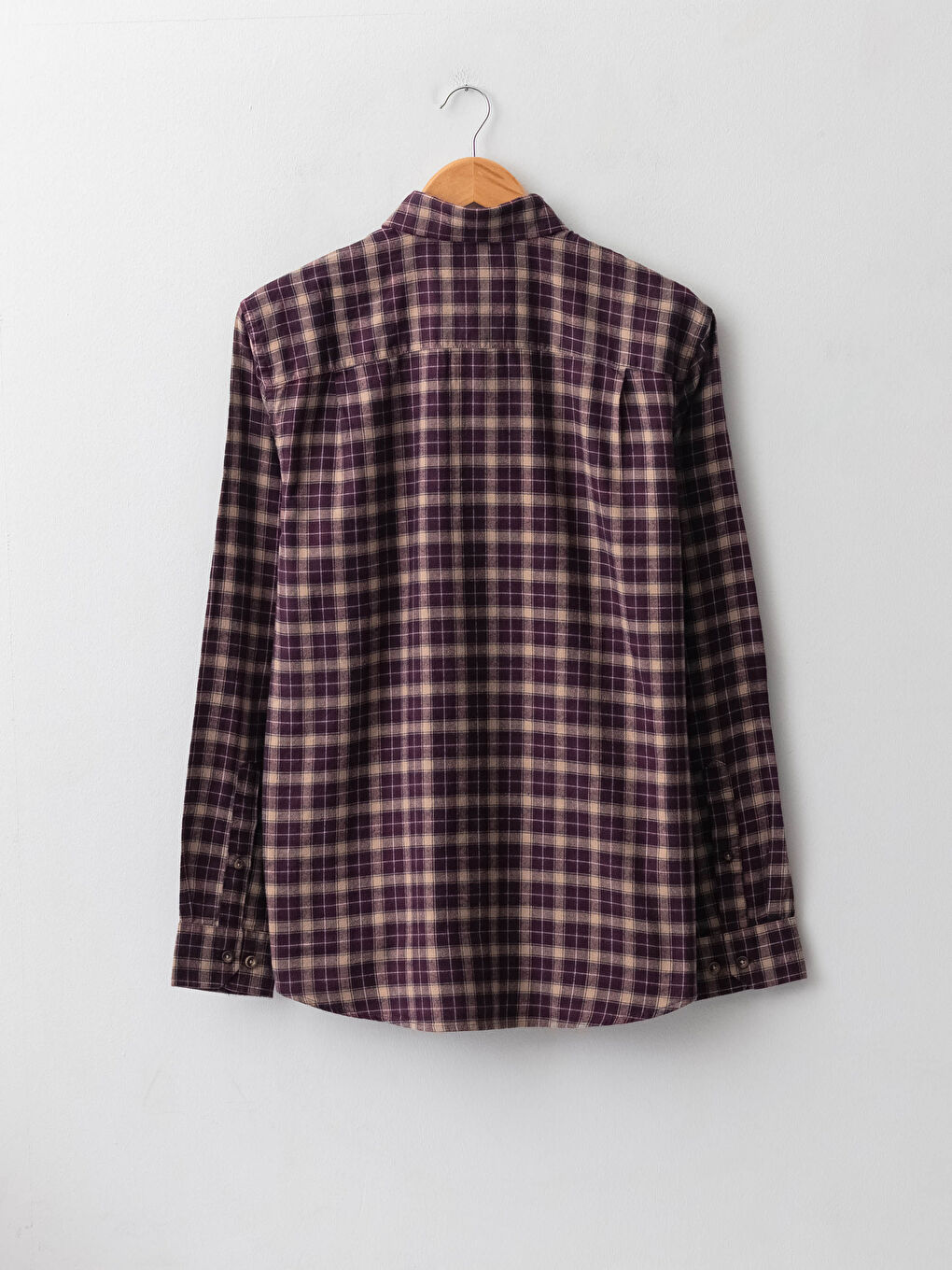 قميص رجالي كاروهات كم طويل بقصة عادية من قماش الجبردين-6