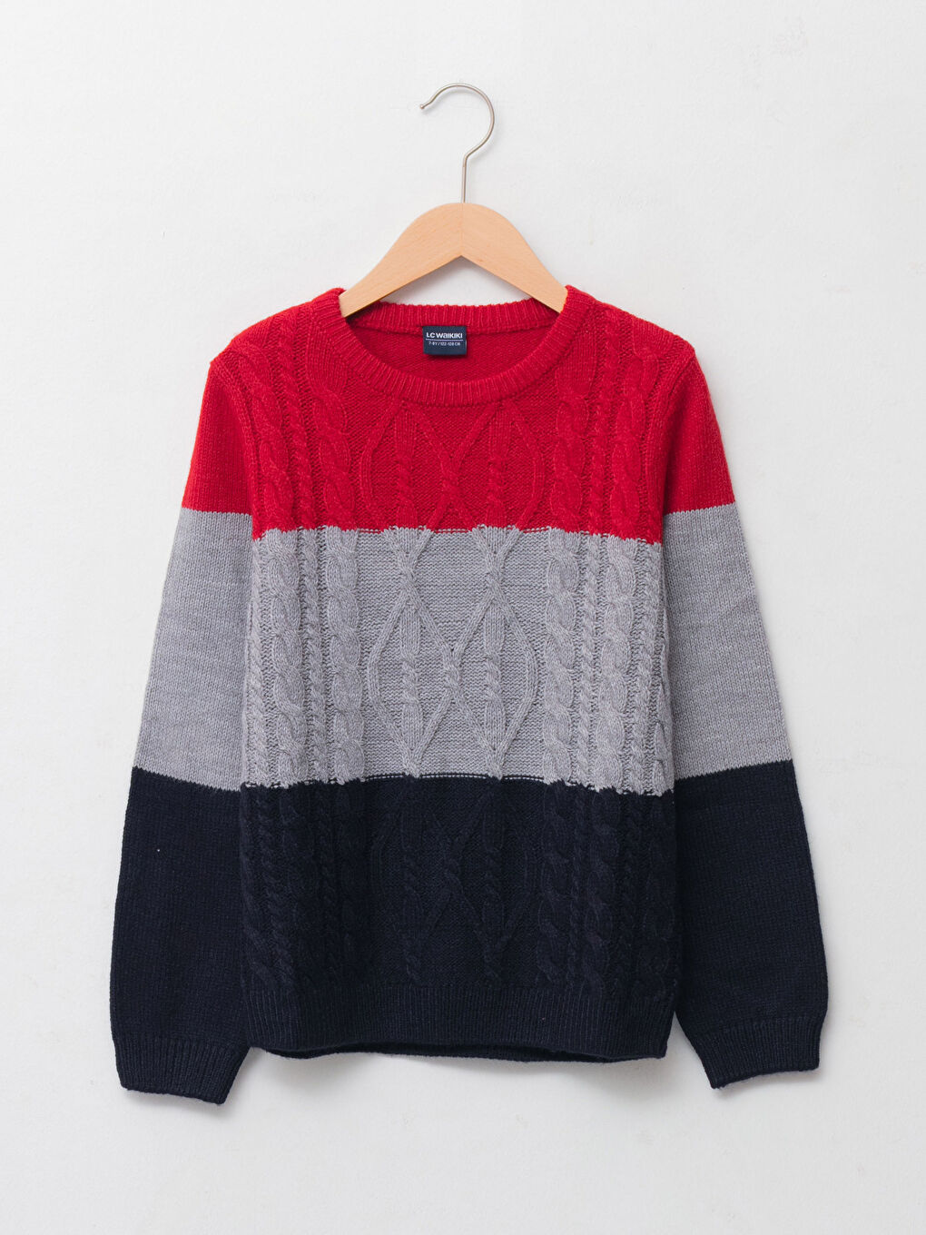 Crew Neck Knit Pattern Long Sleeve Boy Thin Knitwear Sweater
