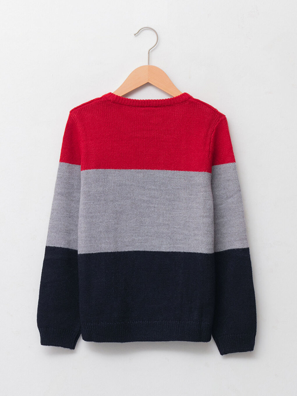 Crew Neck Knit Pattern Long Sleeve Boy Thin Knitwear Sweater-1