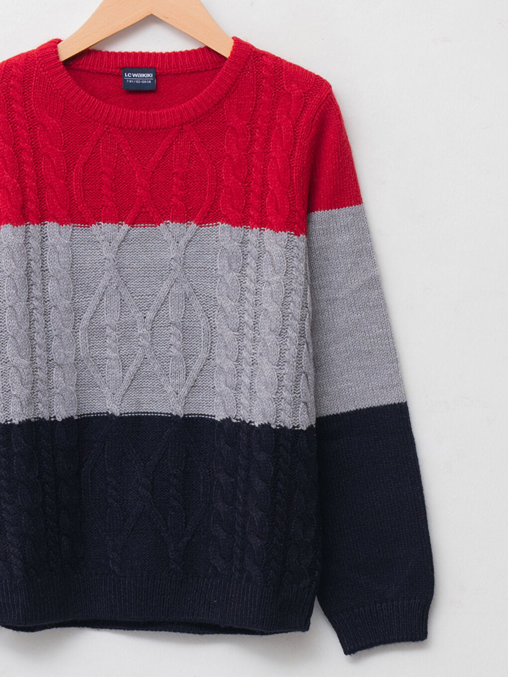 Crew Neck Knit Pattern Long Sleeve Boy Thin Knitwear Sweater-2