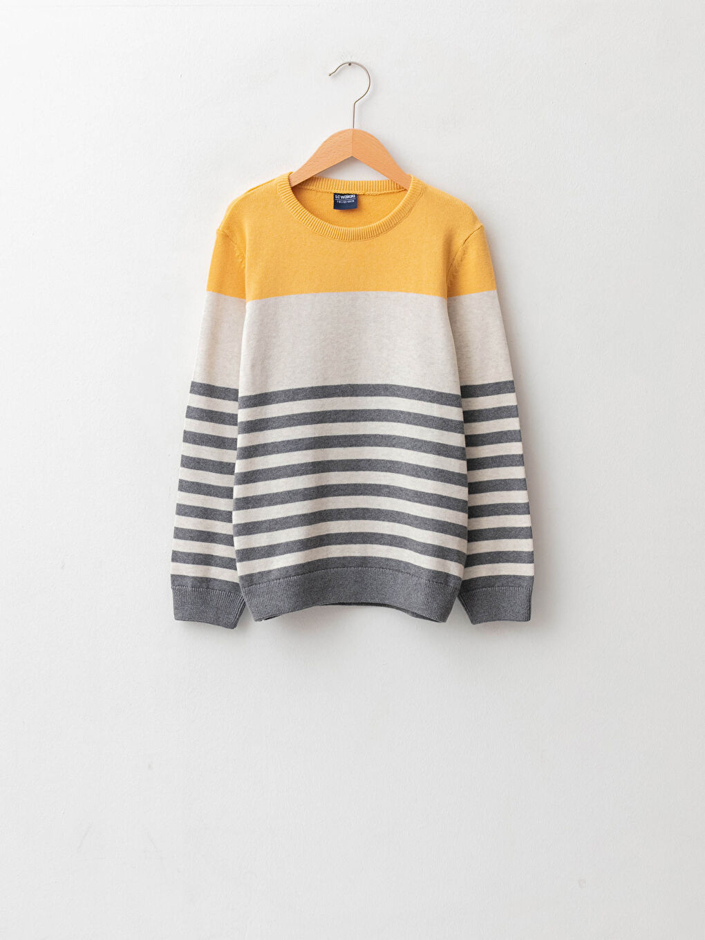 Crew Neck Striped Long Sleeve Boy Thin Tricot Sweater
