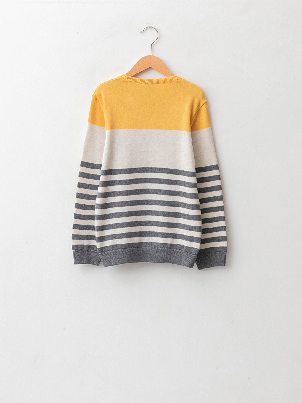 Crew Neck Striped Long Sleeve Boy Thin Tricot Sweater-1