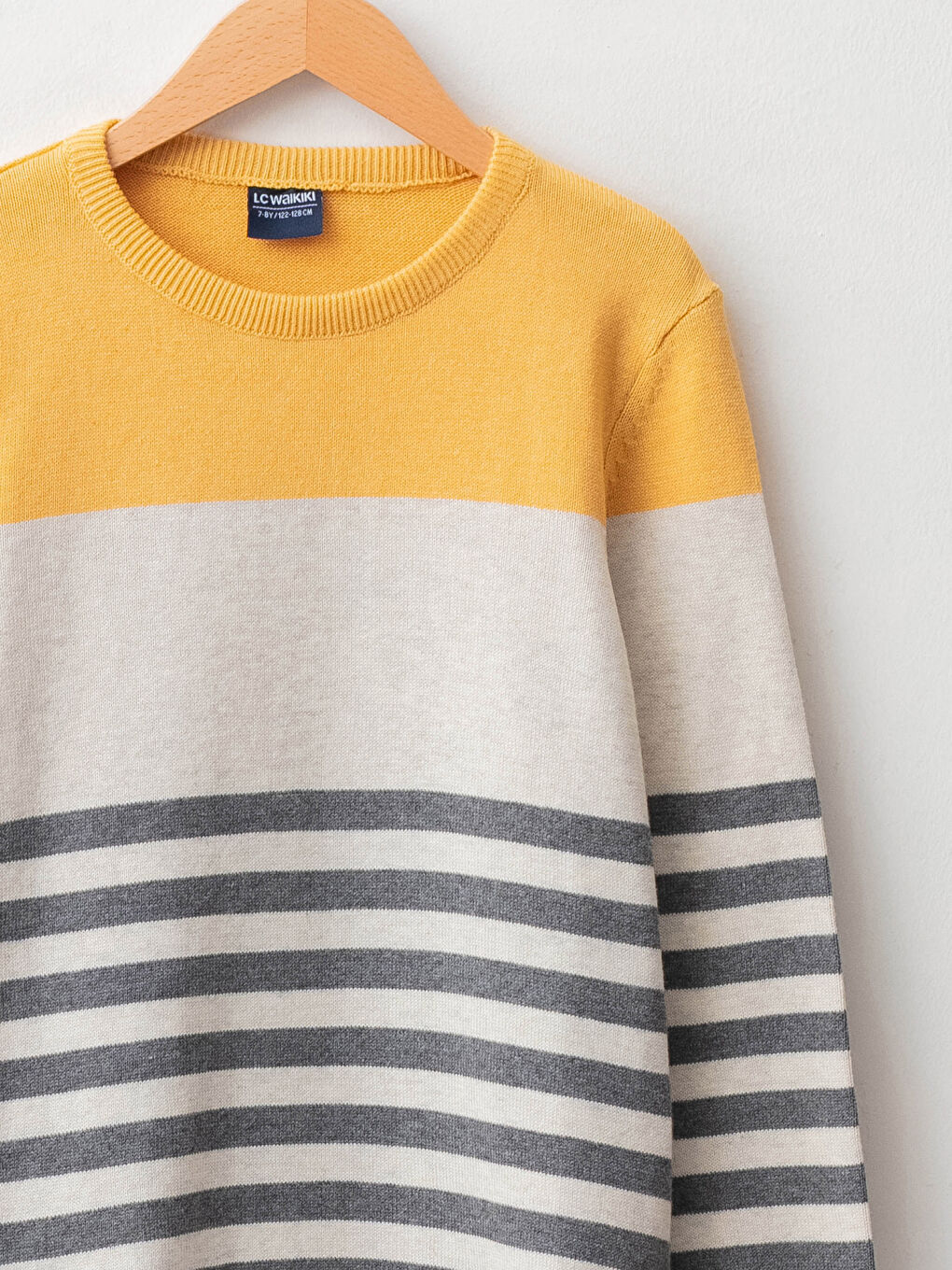 Crew Neck Striped Long Sleeve Boy Thin Tricot Sweater-2