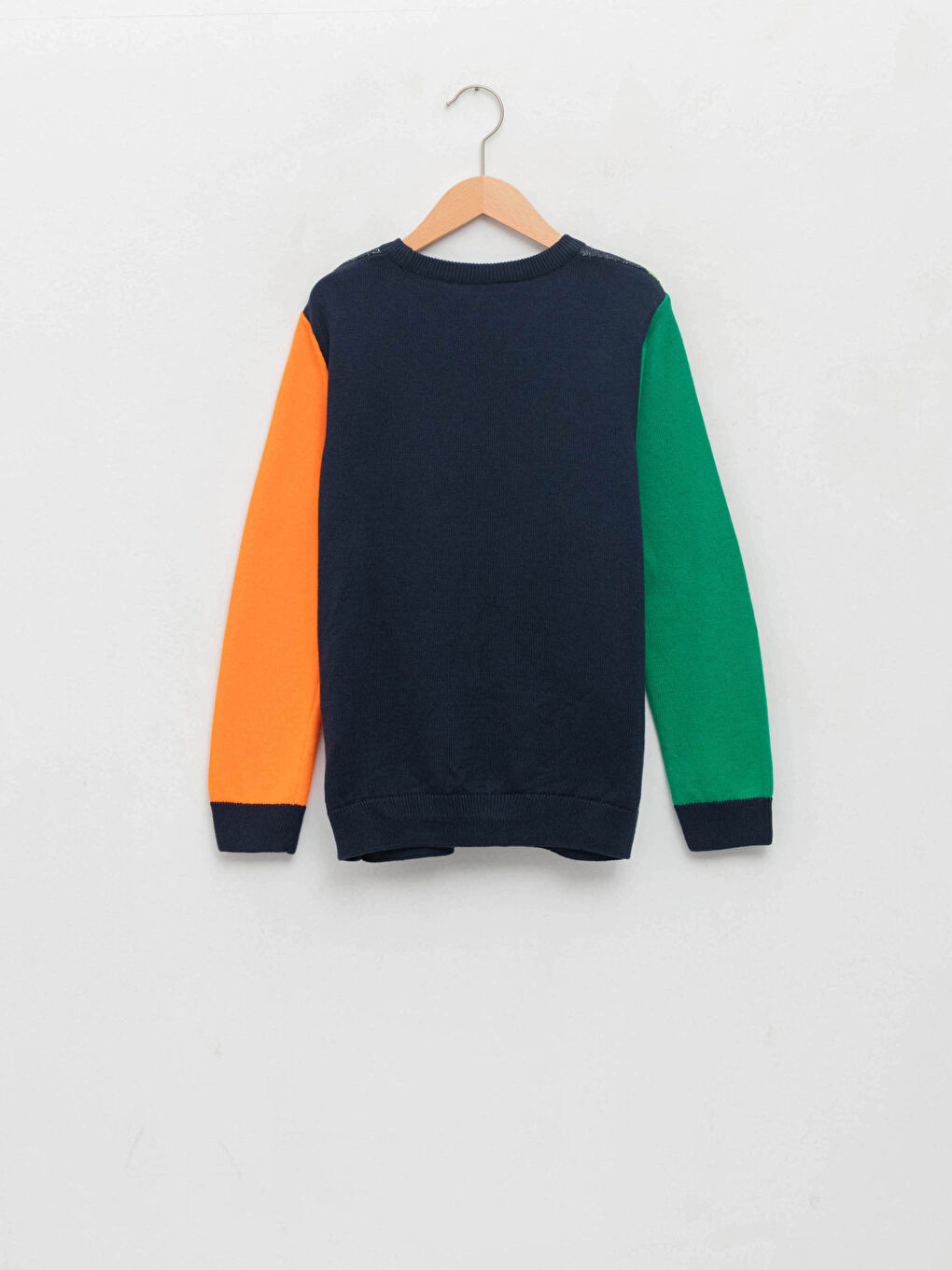 Crew Neck Patterned Long Sleeve Boy Thin Tricot Sweater-1