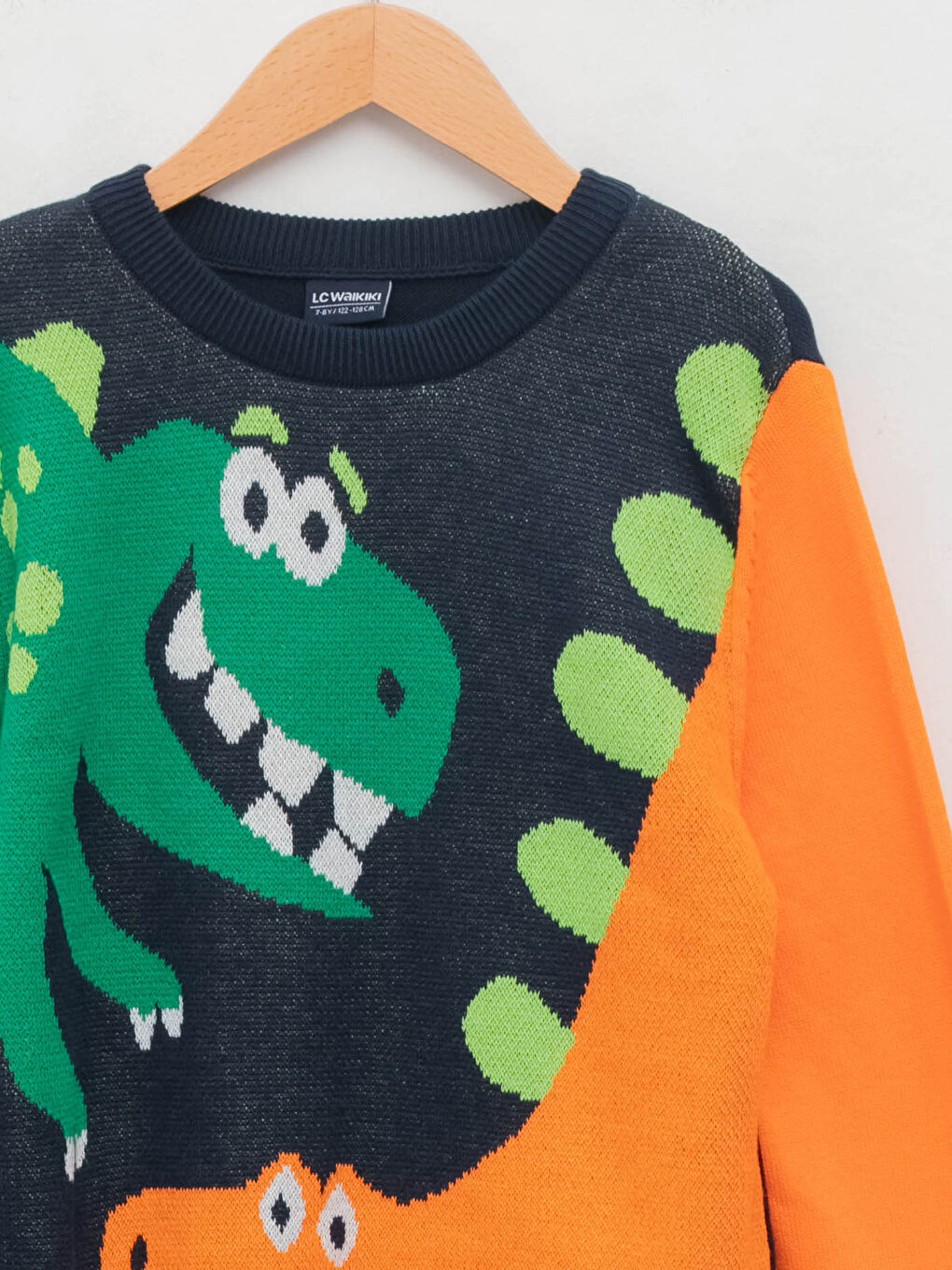 Crew Neck Patterned Long Sleeve Boy Thin Tricot Sweater-2
