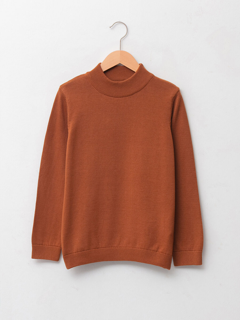 Pull-over Slim Basique à Col roulé Manches longues pour Garçon en Tricot Fin