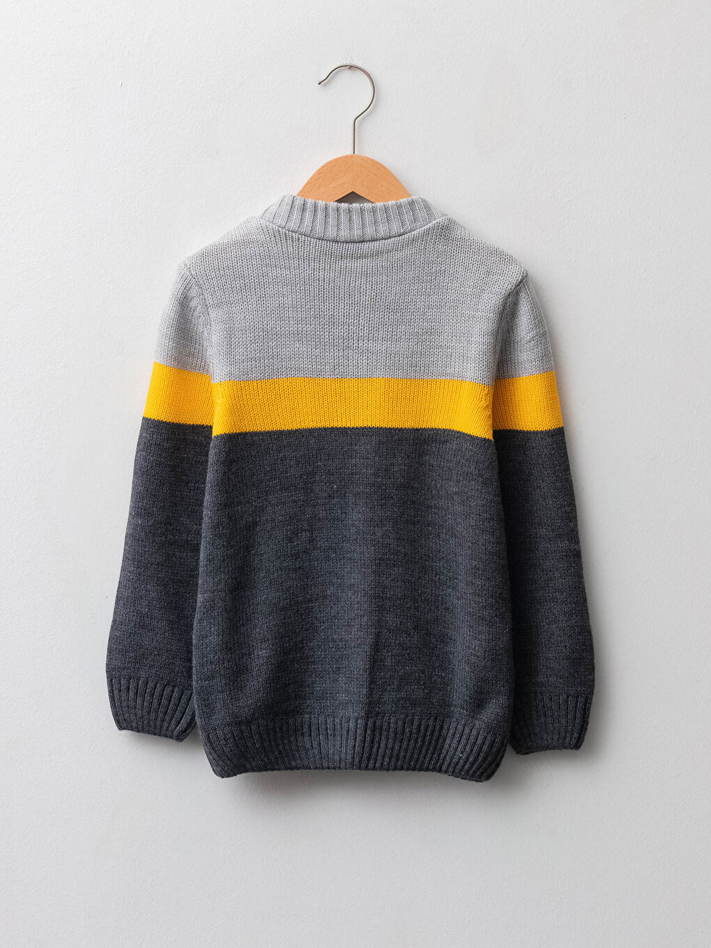 Bomber Collar Color Block Long Sleeve Boy Knitwear Cardigan-1