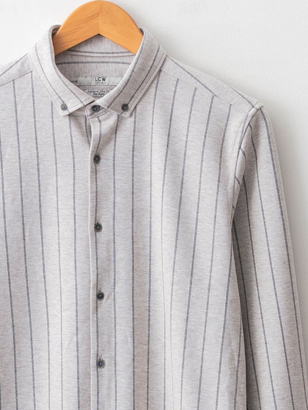 Slim Fit Long Sleeve Striped Men's Shirt-2