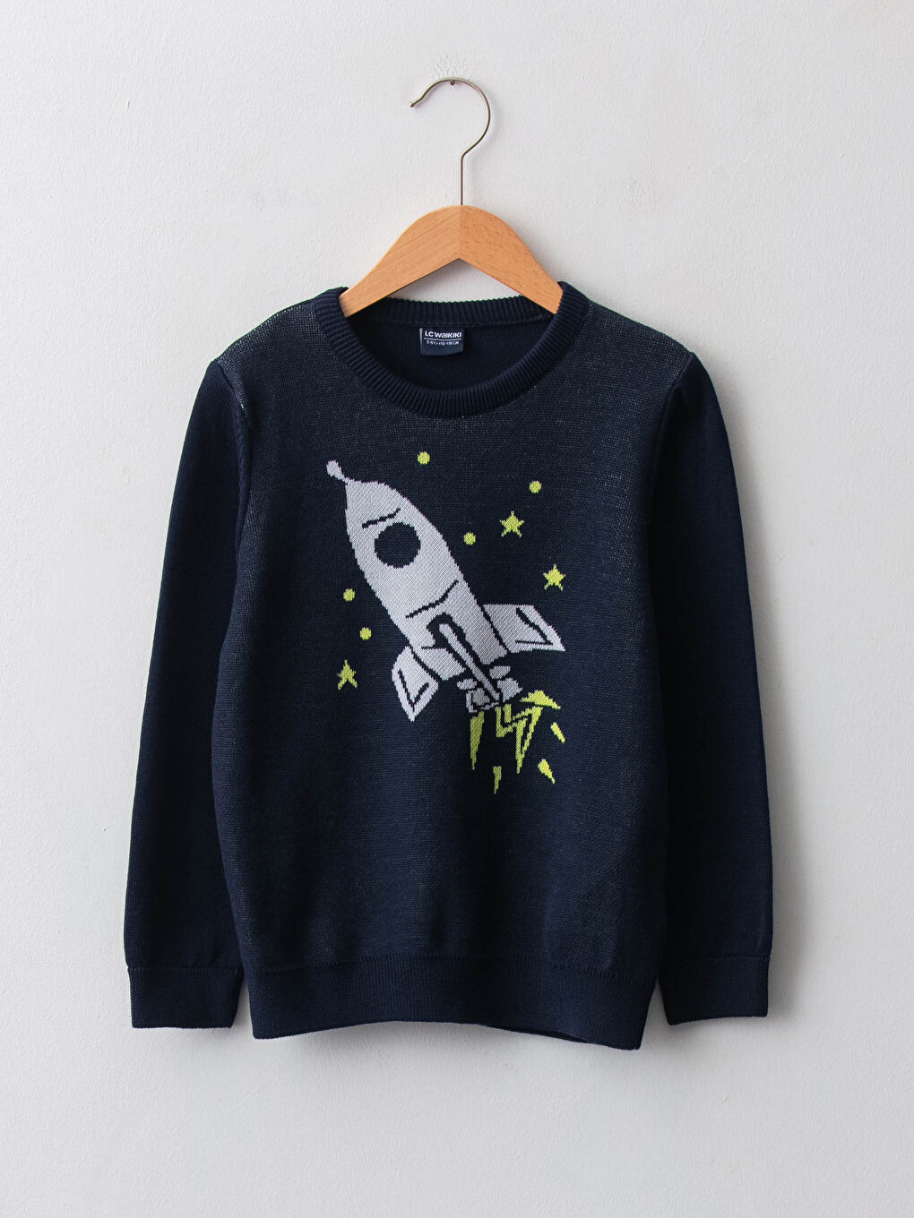Crew Neck Patterned Long Sleeve Boy Thin Tricot Sweater