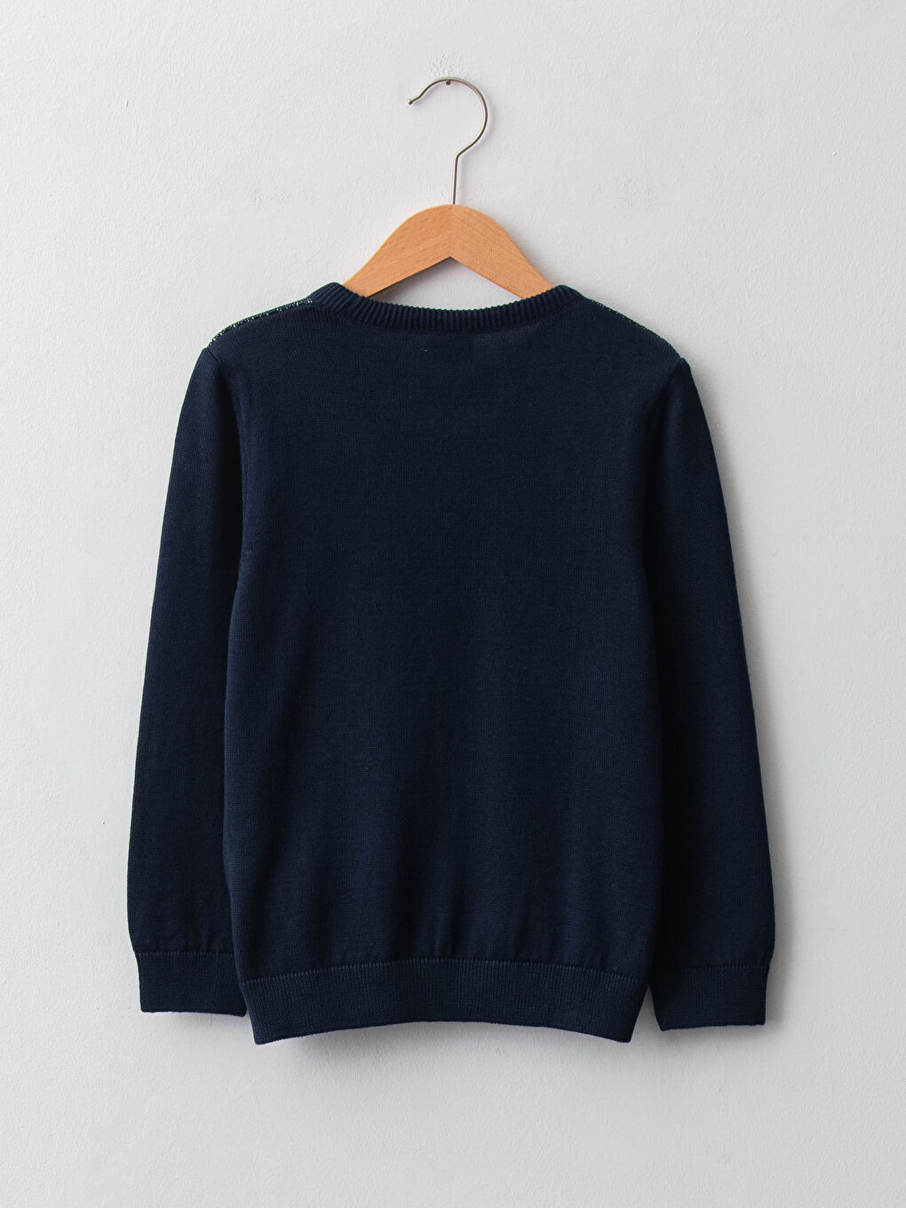 Crew Neck Patterned Long Sleeve Boy Thin Tricot Sweater-1