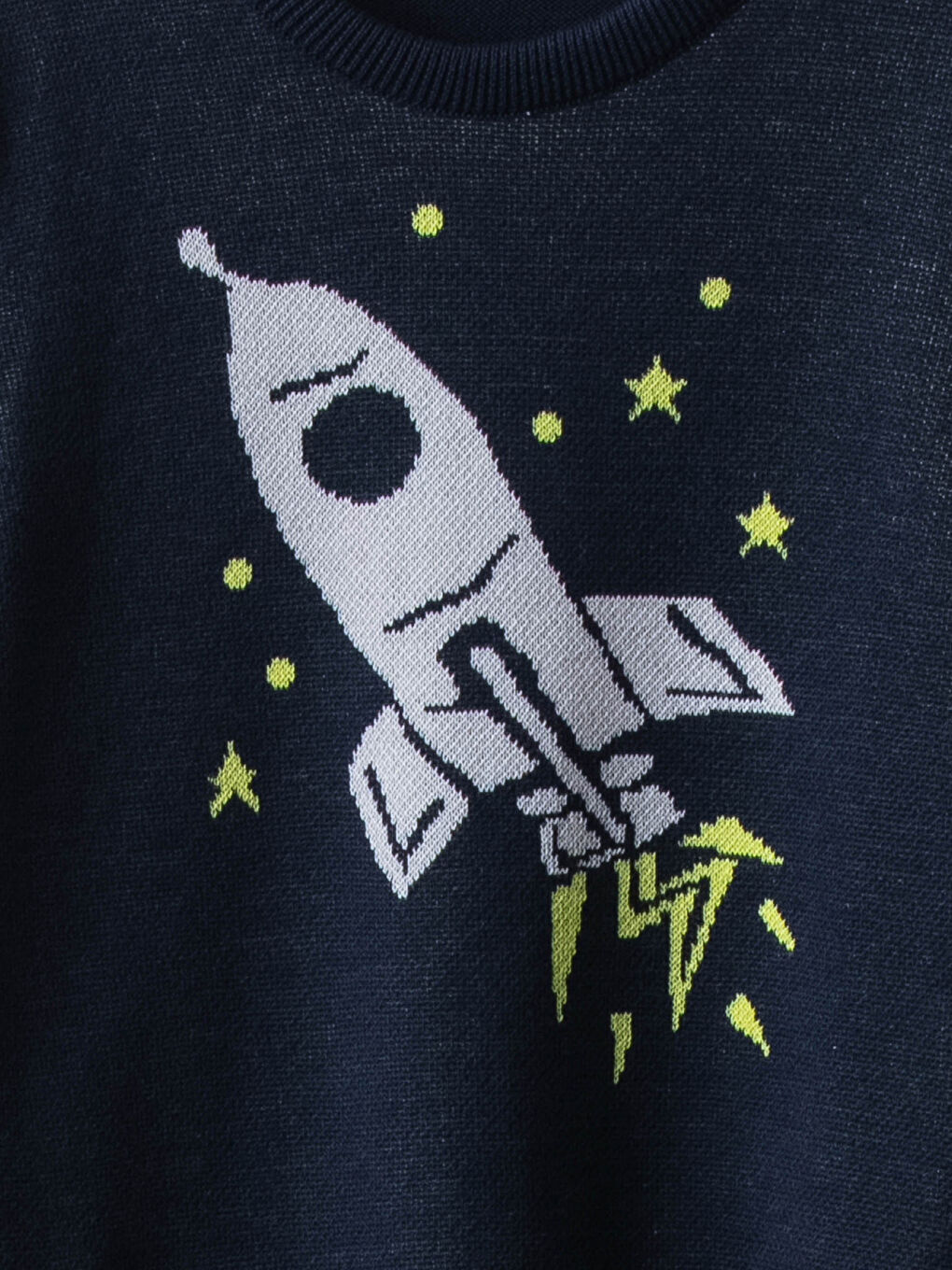 Crew Neck Patterned Long Sleeve Boy Thin Tricot Sweater-2