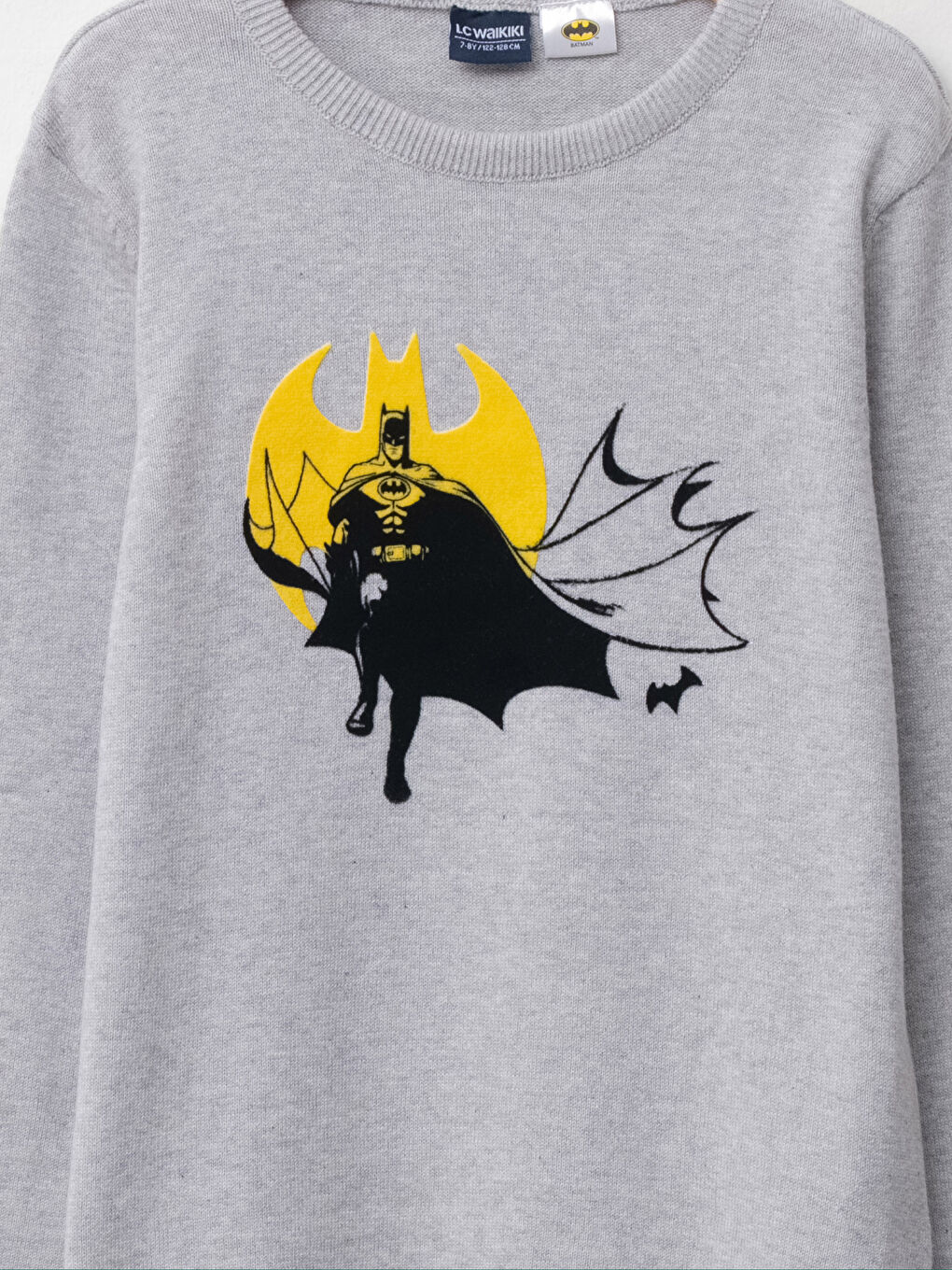 LCW Kids Crew Neck Batman Pattern Long Sleeve Boy Slim Knitwear Sweater -W13551Z4-LAL