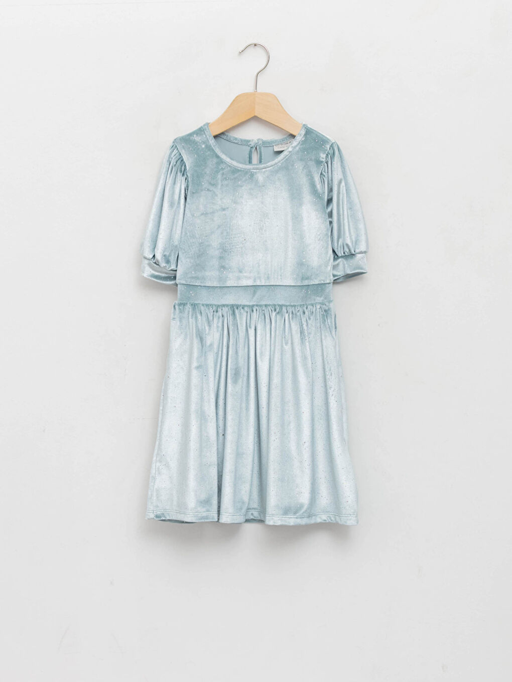 Crew Neck Basic Short Sleeve Velvet Girl Dress