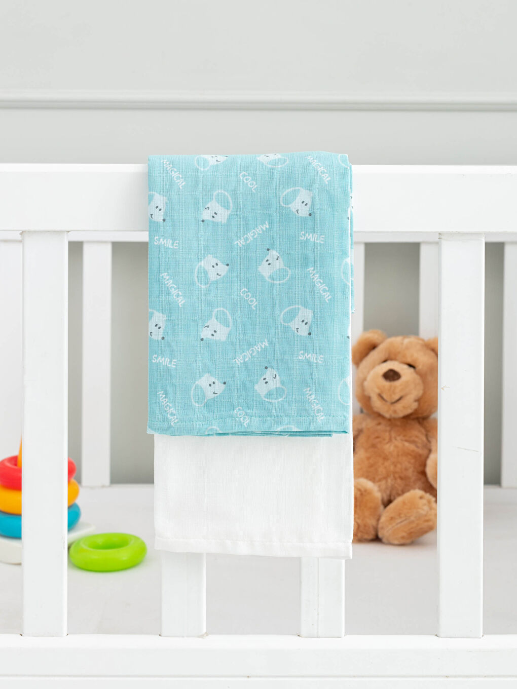LCW baby Lot de 2 Châles Mousseline Imprimés pour Garçon Bébé -W13622Z1-G48