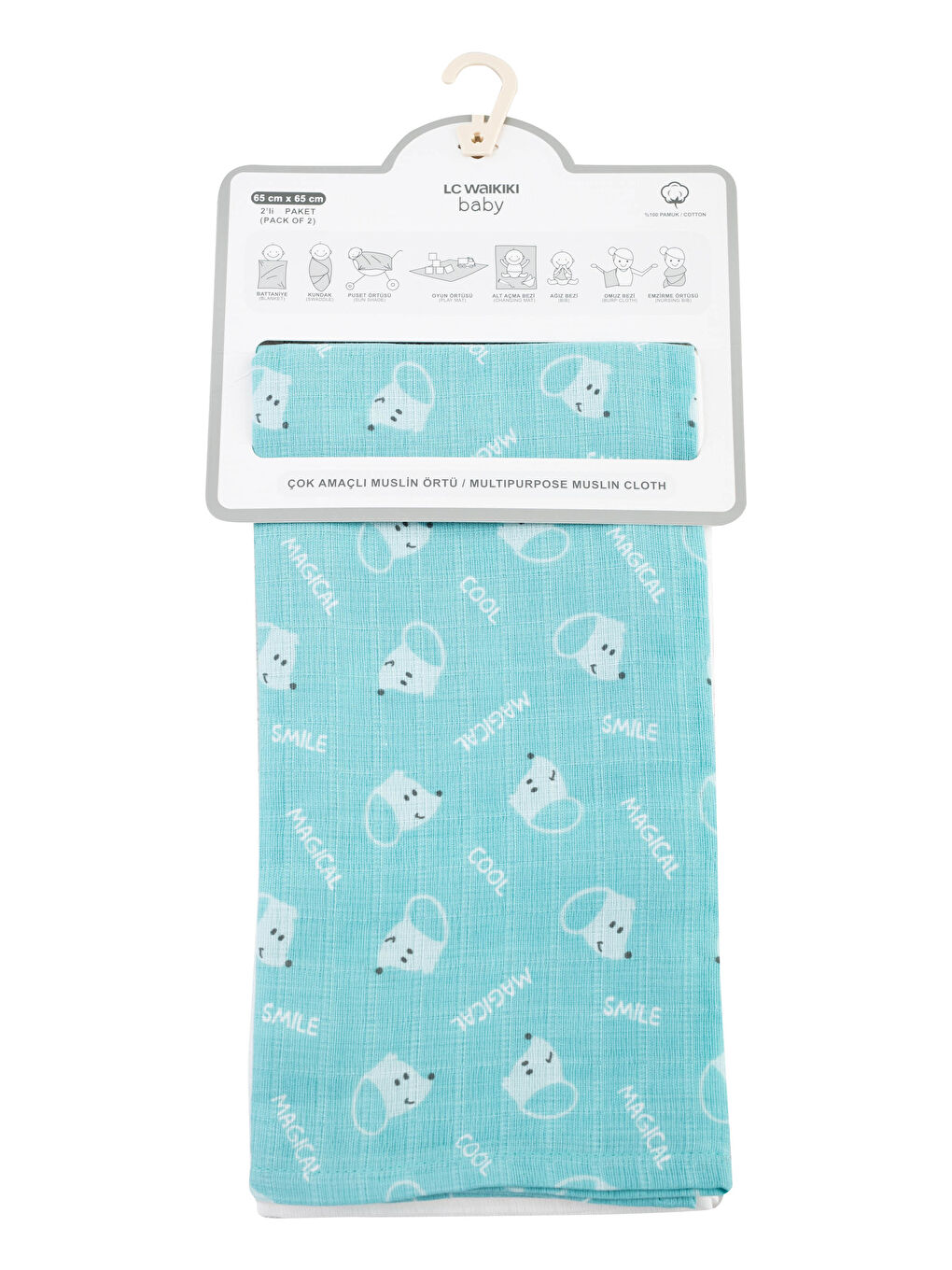 LCW baby Lot de 2 Châles Mousseline Imprimés pour Garçon Bébé -W13622Z1-G48