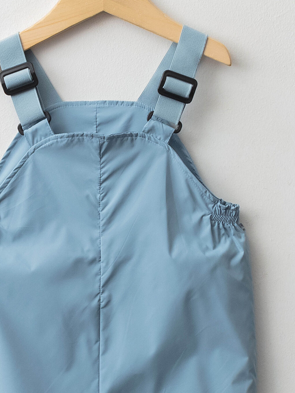 Mavi Kare Yaka Askılı Basic Erkek Bebek Yağmur Tulumu-2