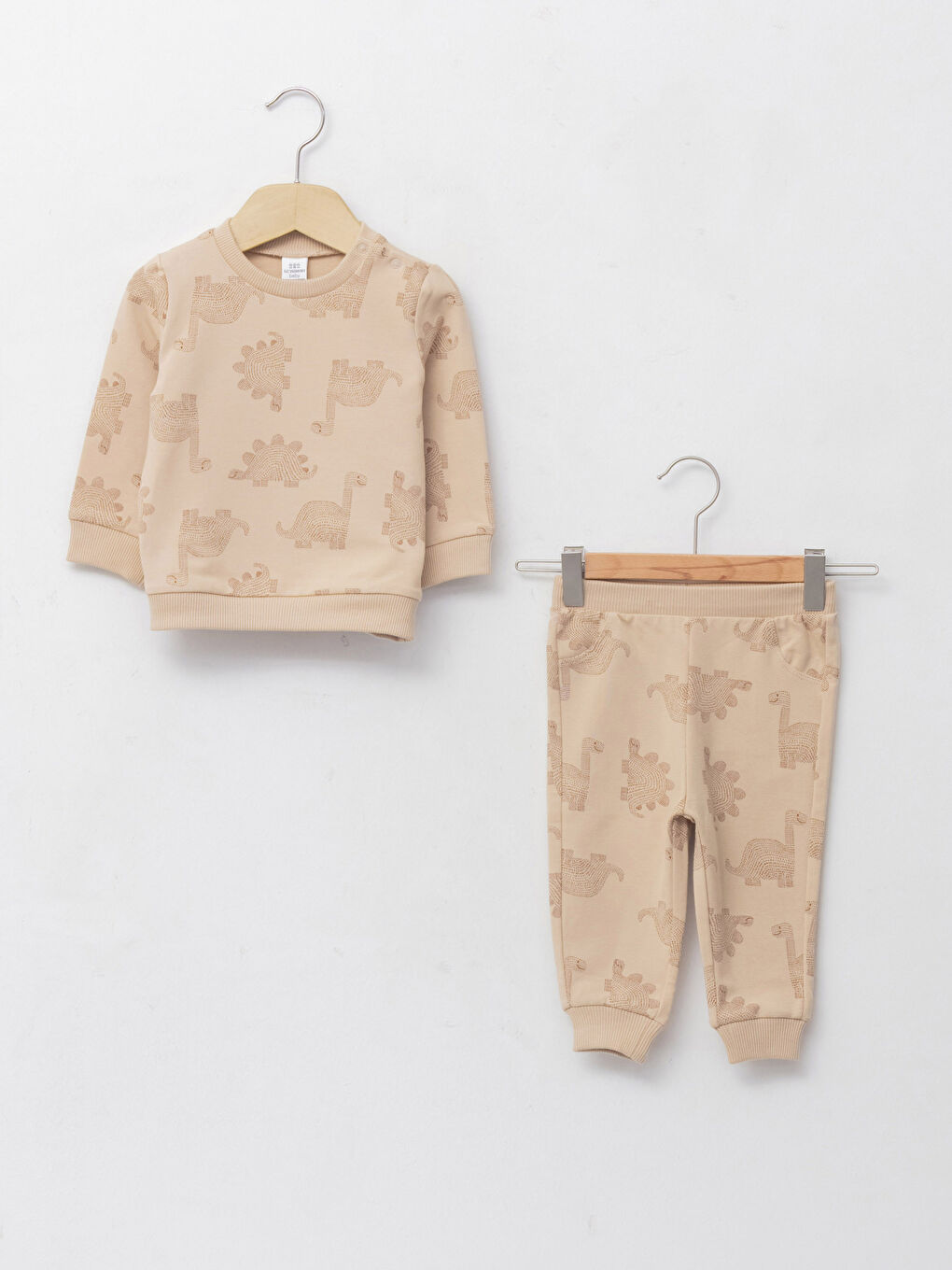 Crew Neck Long Sleeve Printed Baby Boys' Sweatshirt and Pants 2 Pack Set