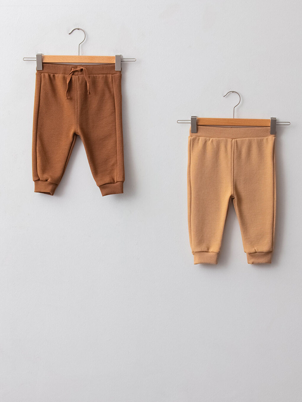 Elastic Waist Basic Cotton Trousers 2 Pieces