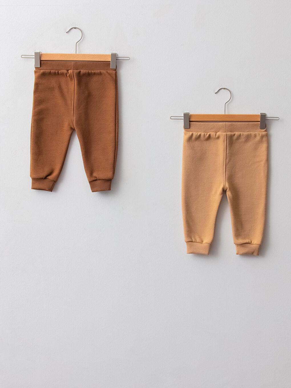 Elastic Waist Basic Cotton Trousers 2 Pieces-1