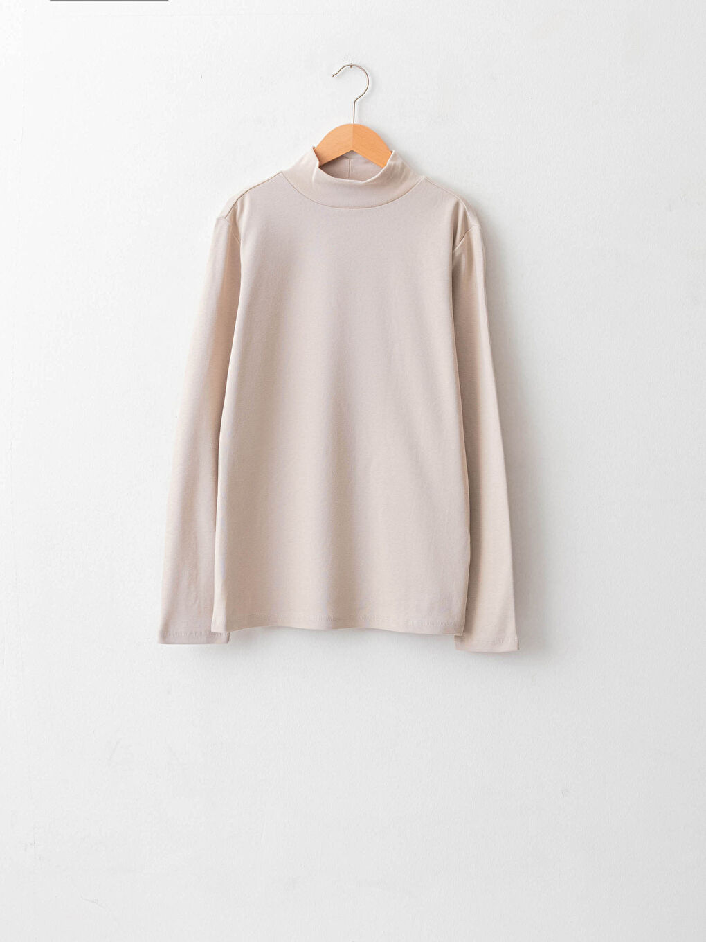 LCWAIKIKI Basic Stehkragen Gerade Langarm Baumwolle T-Shirt für Damen -W13901Z8-FGB