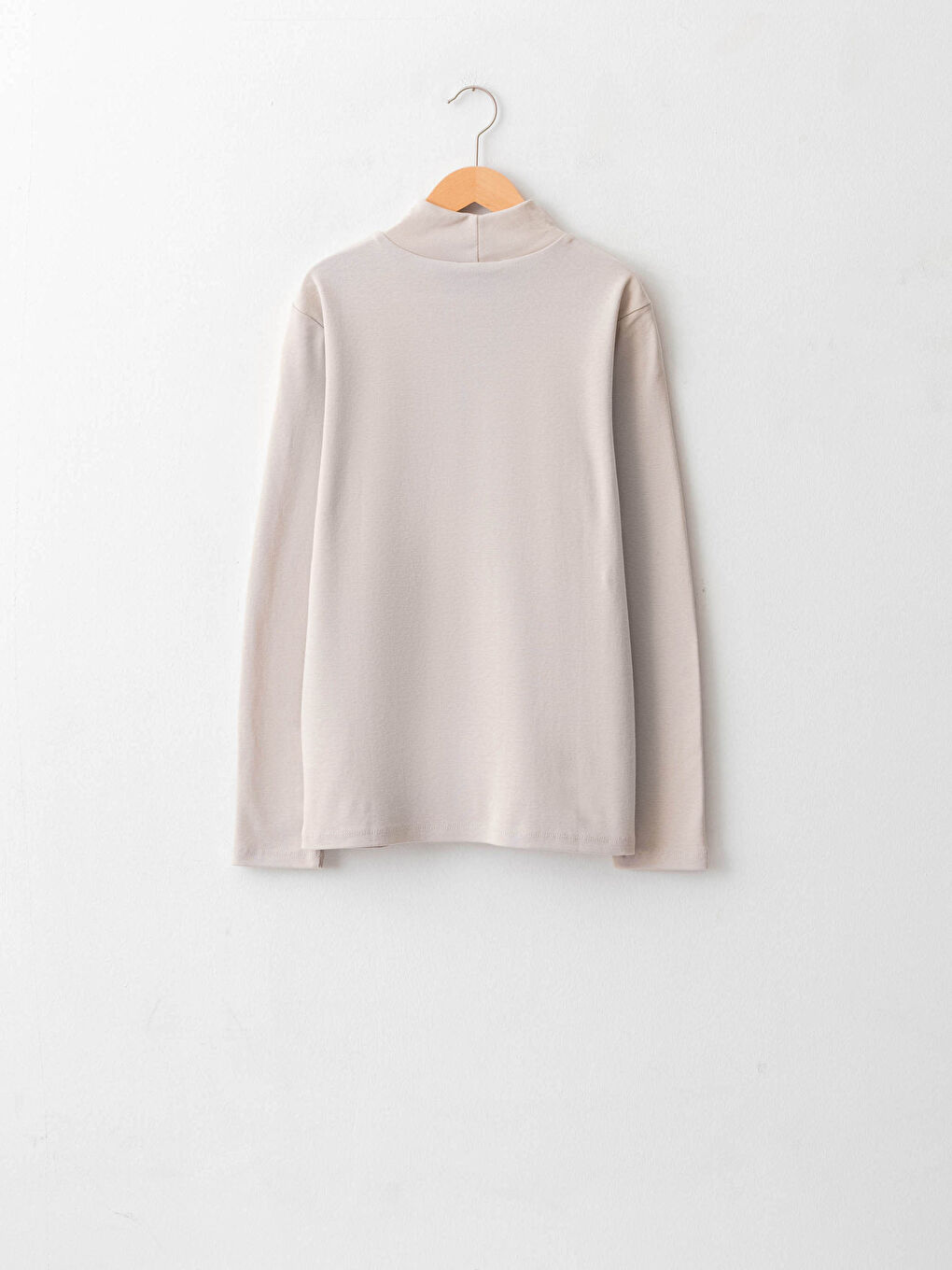 LCWAIKIKI Basic Stehkragen Gerade Langarm Baumwolle T-Shirt für Damen -W13901Z8-FGB