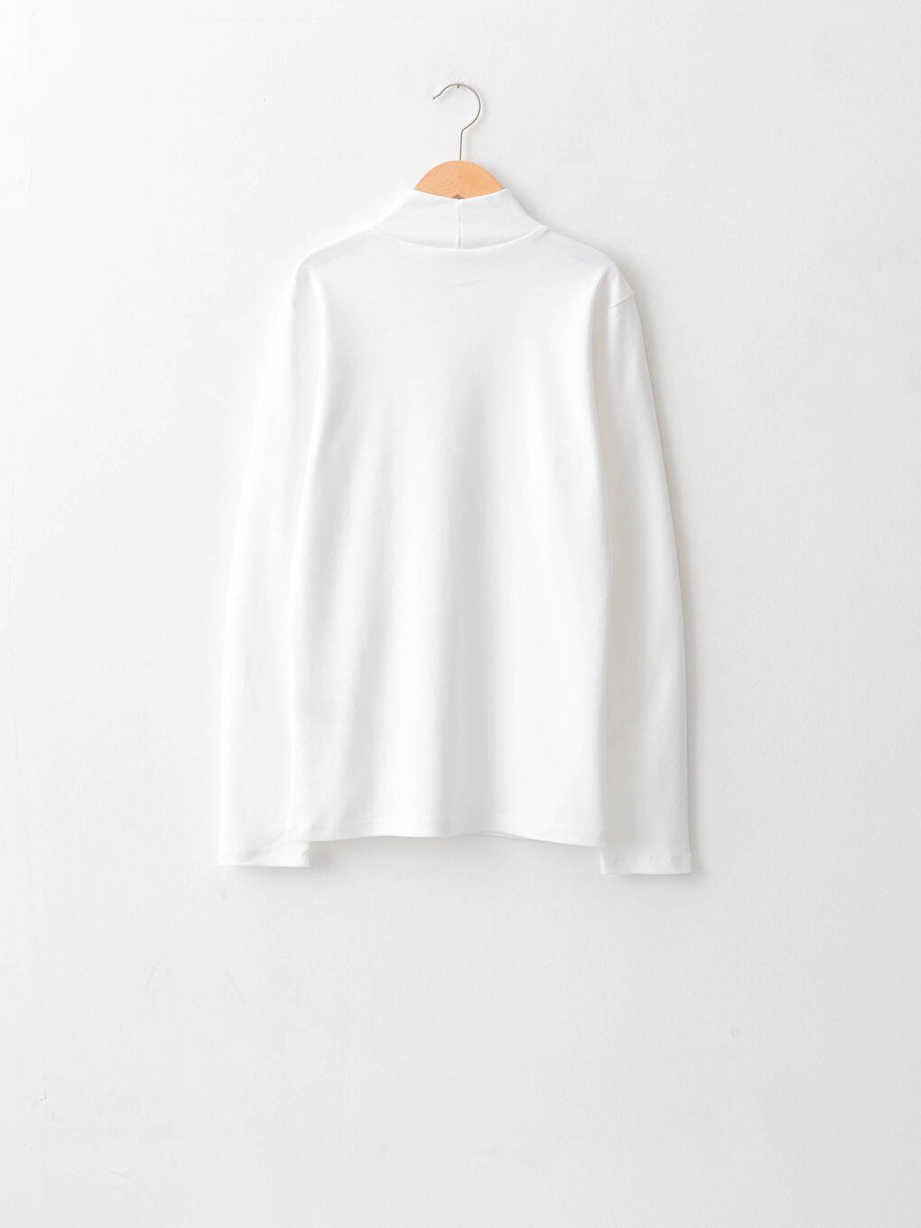 Stand Collar Straight Long Sleeve Cotton Women's T-Shirt-1