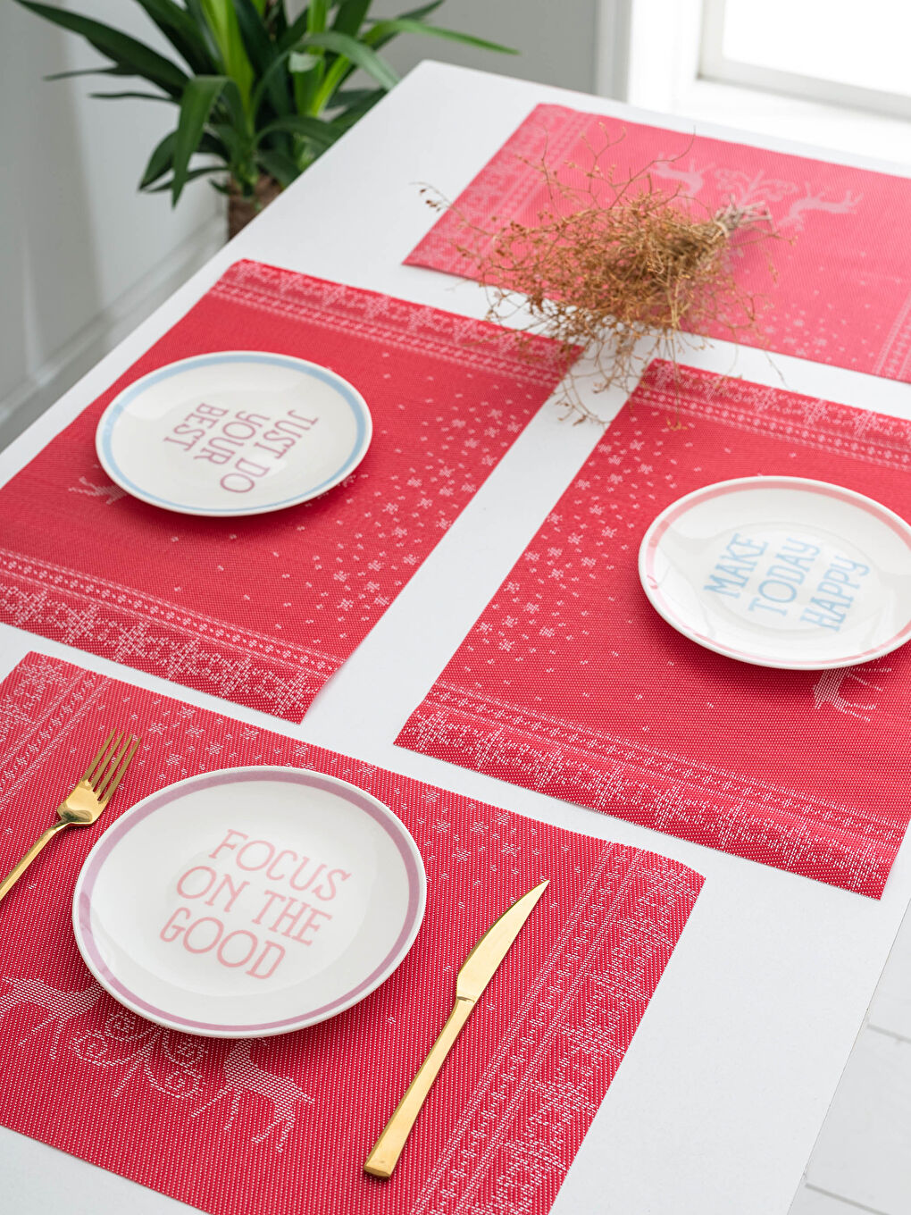 LCW HOME Christmas Themed Patterned Placemat Set of 4 35x50 Cm -W13969Z8-LTQ
