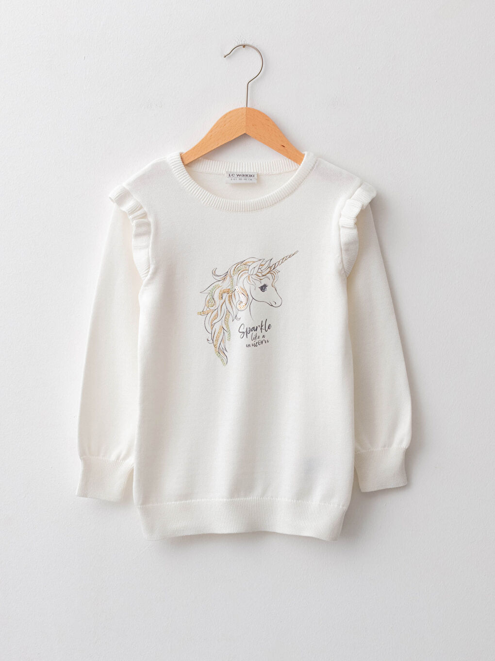 Crew Neck Long Sleeve Printed Girls' Knitwear Sweater