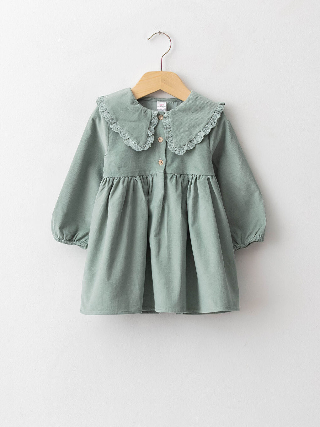 Robe bébé fille en velours de coton à manches longues et col bébé