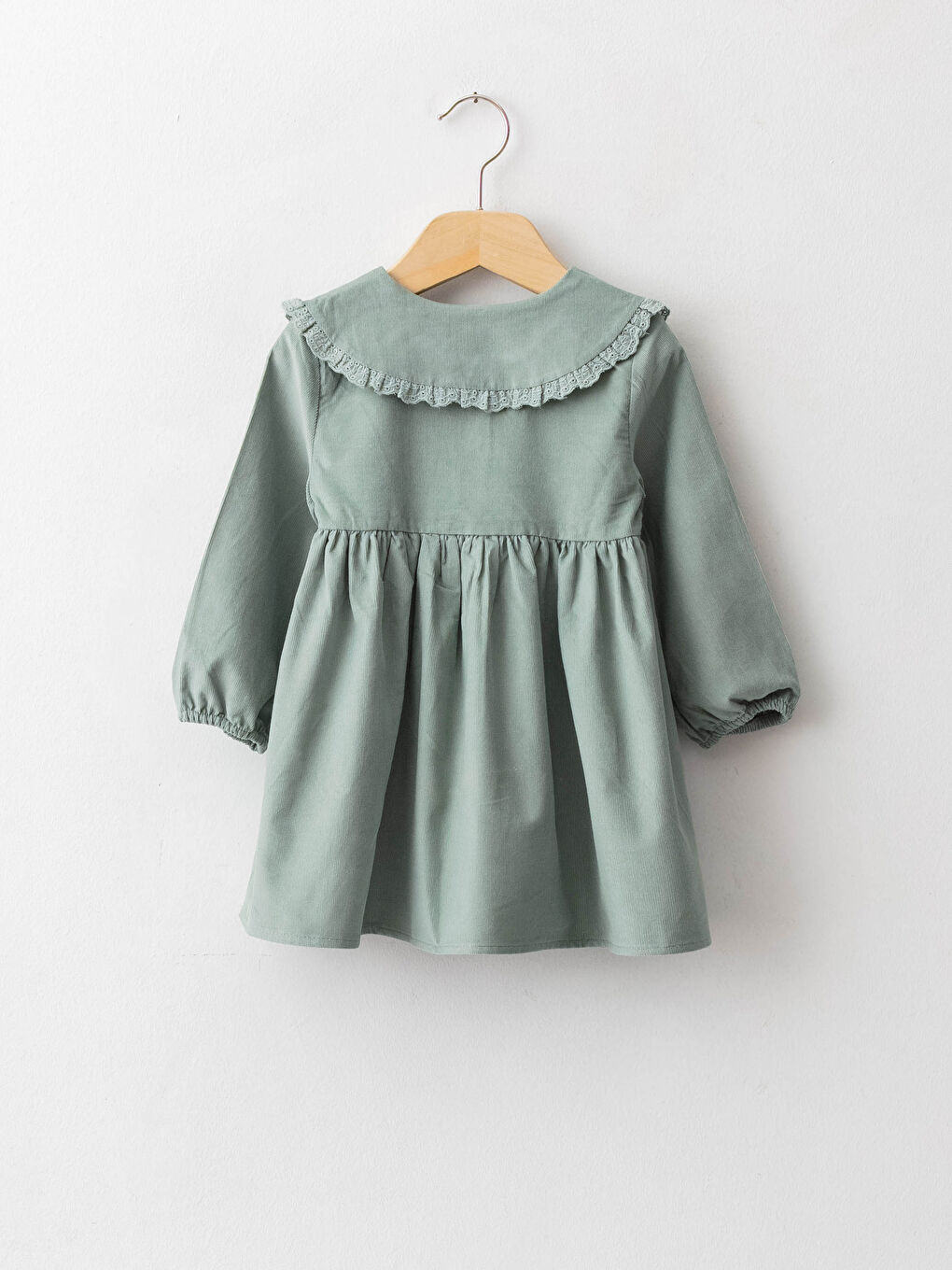 Robe bébé fille en velours de coton à manches longues et col bébé-1