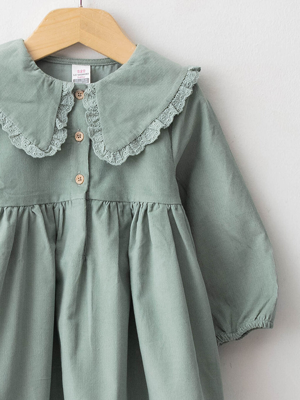 Robe bébé fille en velours de coton à manches longues et col bébé-2